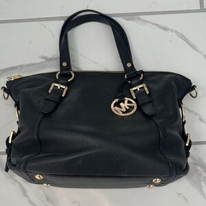 Michael Kors Black Satchel with Gold Accents